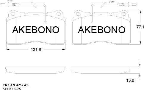 Akebono AN-4257WKE - Тормозные колодки, дисковые, комплект avtokuzovplus.com.ua