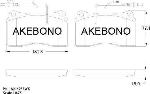 Akebono AN-4257WK - Тормозные колодки, дисковые, комплект avtokuzovplus.com.ua