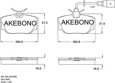 Akebono AN-4259WKE - Тормозные колодки, дисковые, комплект autodnr.net