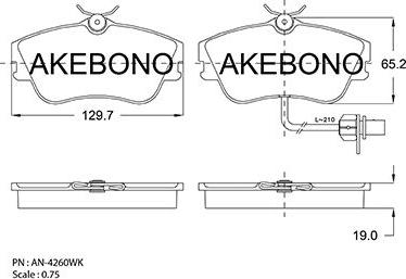 Akebono AN-4260WKE - Тормозные колодки, дисковые, комплект avtokuzovplus.com.ua