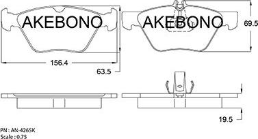 Akebono AN-4265K - Гальмівні колодки, дискові гальма autocars.com.ua