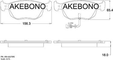 Akebono AN-4267WKE - Гальмівні колодки, дискові гальма autocars.com.ua