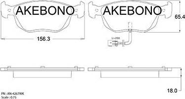 Akebono AN-4267WK - Гальмівні колодки, дискові гальма autocars.com.ua