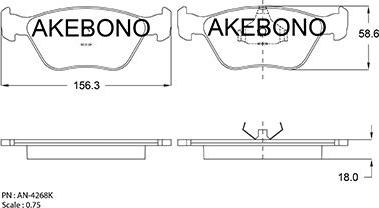 Akebono AN-4268KE - Гальмівні колодки, дискові гальма autocars.com.ua