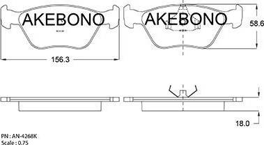 Akebono AN-4268K - Гальмівні колодки, дискові гальма autocars.com.ua