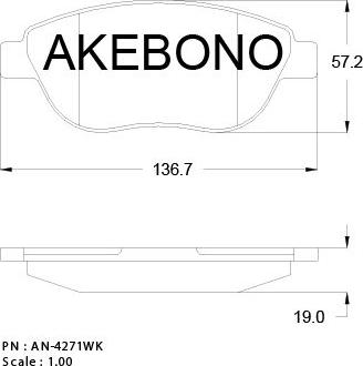 Akebono AN-4271K - Тормозные колодки, дисковые, комплект avtokuzovplus.com.ua