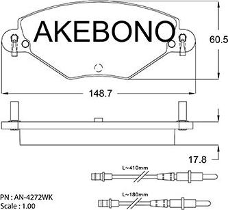 Akebono AN-4272WKE - Тормозные колодки, дисковые, комплект avtokuzovplus.com.ua