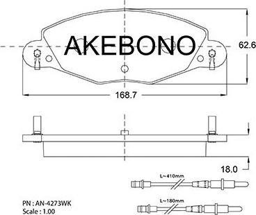 Akebono AN-4273WKE - Тормозные колодки, дисковые, комплект avtokuzovplus.com.ua