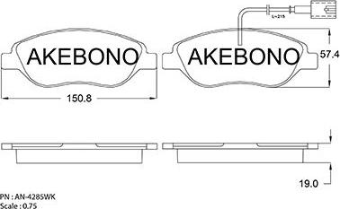 Akebono AN-4285WK - Гальмівні колодки, дискові гальма autocars.com.ua