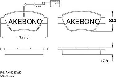 Akebono AN-4287WKE - Тормозные колодки, дисковые, комплект autodnr.net