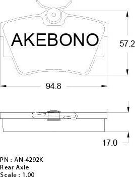 Akebono AN-4292K - Тормозные колодки, дисковые, комплект avtokuzovplus.com.ua