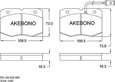 Akebono AN-4296WK - Гальмівні колодки, дискові гальма autocars.com.ua