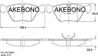 Akebono AN-4305KE - Тормозные колодки, дисковые, комплект autodnr.net