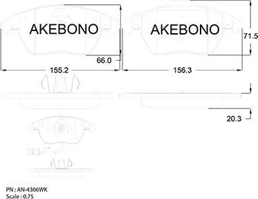 Akebono AN-4306WKE - Тормозные колодки, дисковые, комплект autodnr.net