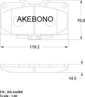 Akebono AN-430WK - Тормозные колодки, дисковые, комплект avtokuzovplus.com.ua