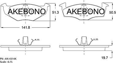 Akebono AN-4314KE - Гальмівні колодки, дискові гальма autocars.com.ua