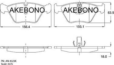 Akebono AN-4323K - Тормозные колодки, дисковые, комплект avtokuzovplus.com.ua
