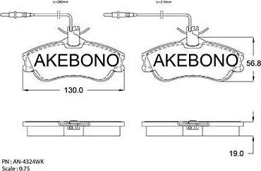 Akebono AN-4324WK - Тормозные колодки, дисковые, комплект avtokuzovplus.com.ua