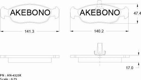 Akebono AN-4325KE - Гальмівні колодки, дискові гальма autocars.com.ua