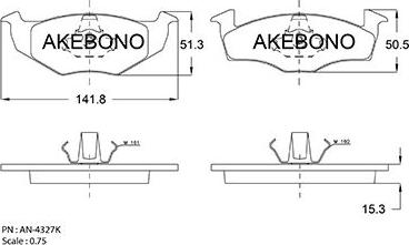 Akebono AN-4327KE - Гальмівні колодки, дискові гальма autocars.com.ua