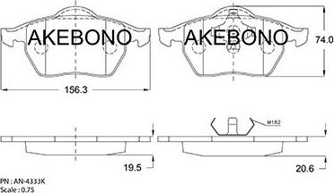 Akebono AN-4333KE - Тормозные колодки, дисковые, комплект autodnr.net
