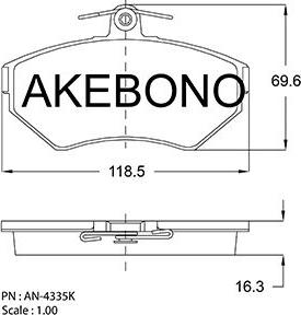 Akebono AN-4335KE - Тормозные колодки, дисковые, комплект autodnr.net