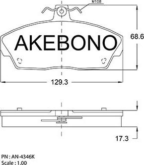 Akebono AN-4346KE - Тормозные колодки, дисковые, комплект autodnr.net