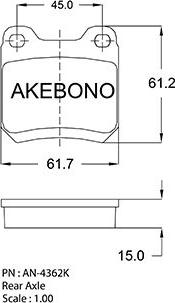 Akebono AN-4362K - Тормозные колодки, дисковые, комплект autodnr.net