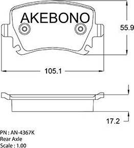Akebono AN-4367K - Тормозные колодки, дисковые, комплект avtokuzovplus.com.ua