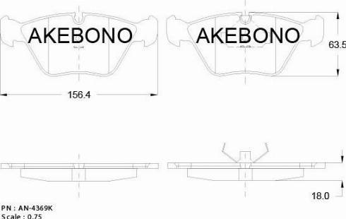 Akebono AN-4369KE - Гальмівні колодки, дискові гальма autocars.com.ua