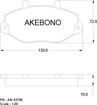 Akebono AN-4378K - Гальмівні колодки, дискові гальма autocars.com.ua