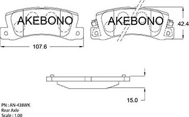 Akebono AN-438WKE - Тормозные колодки, дисковые, комплект autodnr.net