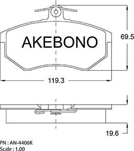 Akebono AN-4406K - Гальмівні колодки, дискові гальма autocars.com.ua