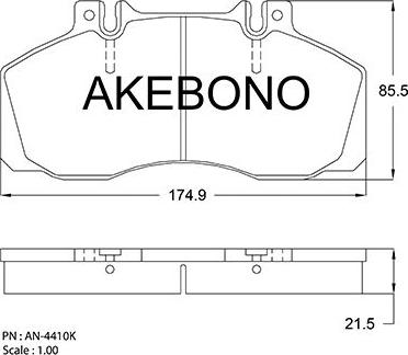 Akebono AN-4410KE - Гальмівні колодки, дискові гальма autocars.com.ua