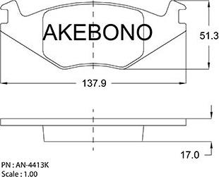 Akebono AN-4413KE - Гальмівні колодки, дискові гальма autocars.com.ua