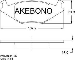 Akebono AN-4413K - Тормозные колодки, дисковые, комплект avtokuzovplus.com.ua