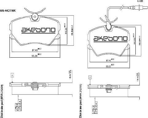 Akebono AN-4421WK - Тормозные колодки, дисковые, комплект autodnr.net