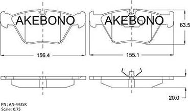 Akebono AN-4435K - Тормозные колодки, дисковые, комплект autodnr.net