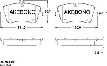 Akebono AN-4508K - Гальмівні колодки, дискові гальма autocars.com.ua