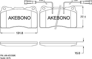 Akebono AN-4515WKE - Гальмівні колодки, дискові гальма autocars.com.ua