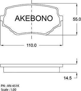 Akebono AN-451KE - Гальмівні колодки, дискові гальма autocars.com.ua