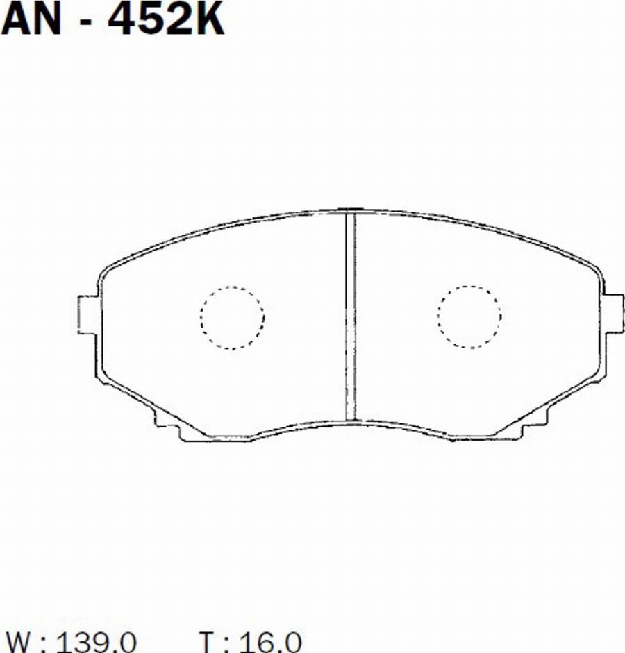 Akebono AN-452K - Тормозные колодки, дисковые, комплект avtokuzovplus.com.ua