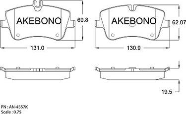 Akebono AN-4557K - Гальмівні колодки, дискові гальма autocars.com.ua