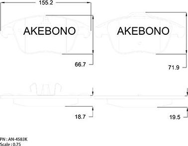 Akebono AN-4583K - Гальмівні колодки, дискові гальма autocars.com.ua