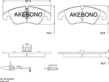 Akebono AN-4622WK - Гальмівні колодки, дискові гальма autocars.com.ua