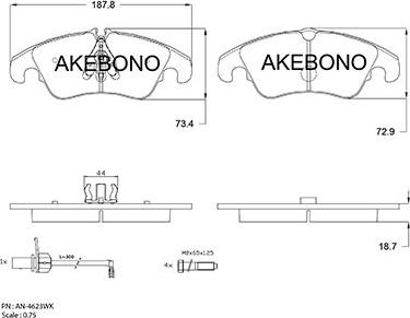 Akebono AN-4623WK - Гальмівні колодки, дискові гальма autocars.com.ua