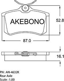 Akebono AN-4632K - Тормозные колодки, дисковые, комплект avtokuzovplus.com.ua