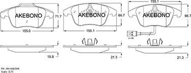 Akebono AN-4682WK - Тормозные колодки, дисковые, комплект avtokuzovplus.com.ua