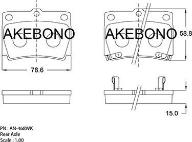 Akebono AN-468WK - Гальмівні колодки, дискові гальма autocars.com.ua