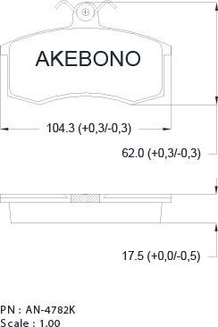 Akebono AN-4782K - Тормозные колодки, дисковые, комплект autodnr.net